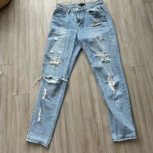 Ripped Straight Leg Jeans